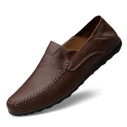 Genuine Leather Men Casual Shoes Luxury Brand Designer Men Loafers Moccasins Breathable Slip on Male Boat Shoes Plus Size 37-47