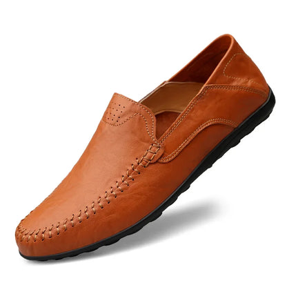 Genuine Leather Men Casual Shoes Luxury Brand Designer Men Loafers Moccasins Breathable Slip on Male Boat Shoes Plus Size 37-47