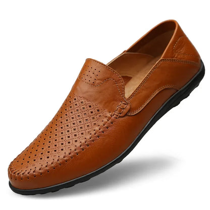 Genuine Leather Men Casual Shoes Luxury Brand Designer Men Loafers Moccasins Breathable Slip on Male Boat Shoes Plus Size 37-47
